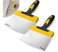 BLOSTM 7" Scraper Tool 2 Pack - Wallpaper Scraper 175mm Wide, Durable Flexible Stainless Steel, Soft Comfort Grip Handle - for Decorating, Filling, Drywall, Plaster, DIY Projects - 2 PCS