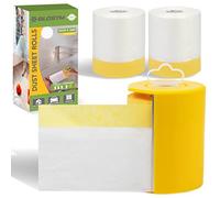 BLOSTM Adhesive Dust Sheet Roll - 3 Pack (55cm x 30m) | Self-Adhesive Plastic Dust Sheets Roll with Dispenser, Tape and Drape for Paint Sprayers, Decorating & DIY Projects