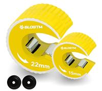 BLOSTM Copper Pipe Cutter Set of 2-15mm Pipe Cutter & 22mm Pipe Cutter with Rotary Action Blade for Clean Cuts, Easy to Use One-Handed in Narrow Spaces for Plumbing/DIY - with 2 Spare Cutting Wheels
