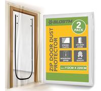 BLOSTM Dust Door Cover with Zip - 2 Pack Clear Door Protector, Plastic Dust Sheet, Door Curtain U Shaped Zipper Easy Installation (112cm x 220cm)