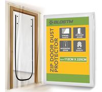 BLOSTM Dust Door Cover with Zip - Clear Door Protector, Plastic Dust Sheet Curtain for Doors, U Shaped, Zipper, Easy Installation (112cm x 220cm)