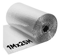 BLOSTM Foil Insulation Roll 1m x 25m - Radiator Reflector Panels for Floor, Ceiling, Roof, Wall Insulation - Aluminium Bubble Radiator Reflective Foil Roll - Heat & Vapour Barrier Saves Energy