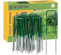 BLOSTM Half Green Garden Pegs - 40PCS for use as Artificial Grass Pins, Garden Fleece Pegs, Weed Control Pegs, Garden Membrane...