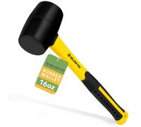 BLOSTM Heavy Duty Rubber Mallet - 16oz. Solid Rubber Mallet Hammer for Slabs, Bricklaying, Tent Pegs, Tiling, Paving - 32cm (Leaves no Marks) with Non-Slip Grip (16oz)