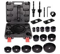 BLOSTM Hole Saw Kit 21PCS - 19mm to 152mm Diameter Hole Saws, 2 Mandrels, 2 Drill Bits, 1 Installation Plate, 1 Hex Key & Compact Case. Ideal Hole Cutters Set for Wood & PVC - 21PCS COMPLETE SET
