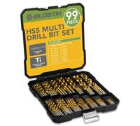 BLOSTM HSS Drill Bit Set - 99 Piece Drill Bit Sets Metric Sizes from 1 to 10mm Titanium Coated High Speed Drill Bits for Metal, Wood, Plastic in Labelled Drill Bit Case - Multi Purpose Drill Bits