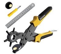 BLOSTM Leather Hole Punch - Belt Hole Puncher Maker Tool Multi Sized Heavy Duty Revolving Eyelet Plier 2mm - 4.5mm For Shoes, Cards, Crafts, Canvas, Bags, Soft Plastics - Full Tool Set