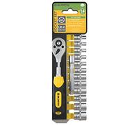 BLOSTM 14-Piece Metric Socket Set - 1/4'' Drive Socket Set (4-13mm), Quick Release Ratchet Wrench with 1/4" x 3” Extension Bar, Made of Durable Chrome Vanadium Steel - 14 PCS