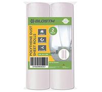 BLOSTM Plastic Dust Sheets for Decorating - 2m x 50m Large Plastic Sheet Rolls 2pcs for use as Furniture & Carpet Protector for Decorating & DIY Projects, Waterproof Plastic Sheeting 2m x 50m - 2PCS