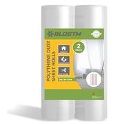 BLOSTM Plastic Dust Sheets for Decorating - 3m x 50m Large Plastic Sheet Rolls 2pcs for use as Furniture & Carpet Protector for Decorating & DIY Projects, Waterproof Plastic Sheeting 3m x 50m - 2PCS