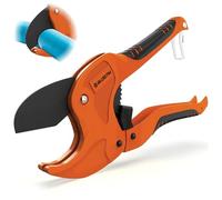 BLOSTM Plastic Pipe Cutter - Heavy Duty Ratchet Pipe Cutters with 42mm Outside Diameter Cutting Capacity for PVC PEX PPR Plastic Pipes & Rubber Hoses, Ergonomic Non-Slip Handle & Safety Lock (Orange)