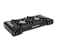 BLOSTM Portable Camping Gas Stove - Double Burner Camping Stove with Automatic Ignition System, Temperature Control - Use with Butane Gas or LPG - Camping Cooker for BBQ, Caravan, Outdoor Camp Stove