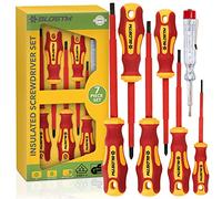 BLOSTM Precision Insulated Screwdriver Set - 7pcs VDE Tested Electrical Screwdriver Set to 1000V, Hardened Black Point Magnetic Tipped Electricians Screwdriver Set (7 PCS)