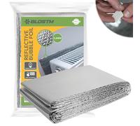 BLOSTM Radiator Insulation Foil 5m x 60cm - Bubble Insulation Foil Reflector Thick Heat Reflective Bubble Wrap Radiator Foil Reflector with Adhesive Pads - Covers 3+ Radiators