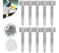 BLOSTM Railway Sleeper Brackets 10 Pack - Straight Edge Timber Railway Sleeper Stakes - Garden Edging Bracket Set Made of Heavy Duty Galvanised Steel - Ideal for Raised Beds, Driveway or Path Edging