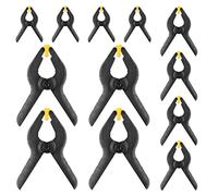 BLOSTM Spring Clamps Set 12 PCS - Heavy Duty Adjustable Plastic Clamps with Strong Grip for Workshops, DIY, Photography, Garden, Wood, Tarpaulin (3 Sizes: 4 x 8.5cm, 4 x 11.5cm, 4 x 16.5cm)