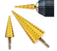 BLOSTM Step Drill Bit Set - 3pcs High Speed Cone Cutter HSS Drill Bit Set Includes 4-12mm, 4-20mm & 4-32mm - Step Drill Bit for Metal Sheet, Wood - 3 PACK Cone Cutter Set