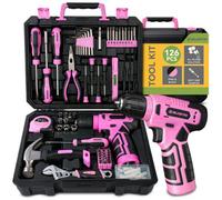 Blostm Tool Kit Home Tool Box Set Hand Tools Diy Repair Portable Pink 126 Piece