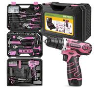 Blostm Tool Kit Home Tool Box Set Hand Tools Diy Repair Portable Pink 248 Piece