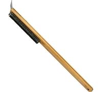 BLOSUM Pizza Oven Brush,Pizza Stone Cleaning Brush with Scraper,Barbecue Grill Cleaning Tool with Wood Handle, BBQ Grill Cleaner Barbecue Oven Brushes Outdoor Pizza Oven Accessories (A)