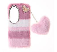 BLOTECH Adorable Furry Shell for Samsung Galaxy A07 Mobile, Plush Rabbit Design Featuring Heart Charm,Furry Protector, Fluffy Cozy Tender Case Ideal for Females Splicing Pink Furry Fluffy Cases