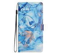 BLOTECH BLue Marble Phone Case for Samsung Galaxy S21 Glossy PU Leather Walletcase Bling FlipCase 3 Card Slot Cover Fits Well for Adults Kids Elder Work School Travel Phone Bags Pocket