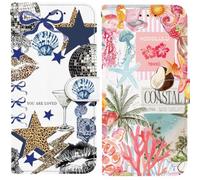 BLOTECH Case Protective for LG V40 ThinQ Wallet Phone Case Flip Shockproof PU Leather Card Holder Colourful Designs Magnetic Stand Cover for LG V40 ThinQ, Summer by the Sea Series (Set of 2)
