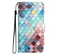BLOTECH Color Pattern Phone Pocket for Oneplus 15T Case Side Flip Wallet Magnetic with Card Slots Wrist Strap Girls Chic Personalised Protective for Oneplus 15T,coloured squares
