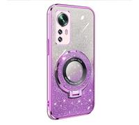 BLOTECH Cover Bling Glitter Compatible with Xiaomi Mi 12X Case Soft TPU + Sparkle Paper 2 in 1 Glitter Cute Phone Case Girls with Stand Ring Holder Hybrid Soft Silicone BackCover Shockproof Purple