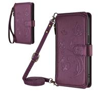 BLOTECH Embossed Folio Flip for ZTE Nubia Focus 2 Ultra Case Wallet PU Leather Pouch Cellphone Shell Kickstand with ID Credit 5 Card Slots Cases Covers Lanyard Strap Zip Coin Purse Cover,Red