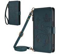 BLOTECH Embossed Protective Cover for ZTE Nubia Focus 2 Ultra Zipper Wallet, Flip Card Slots, PU+TPU,Zipper Poket,Phone Case PU Leather Flip Case, with Wristlet Magnetic Closure Kickstand Green