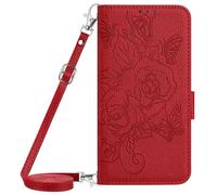BLOTECH Flip Case Rose for OPPO Reno 15 Pro Max Case PU Leather Flip Wallet Phonecase Pocket Silicone Shockproof Bumper Cover Stand View Cover with Card Slots Phone Case for OPPO Reno 15 Pro Max, Red