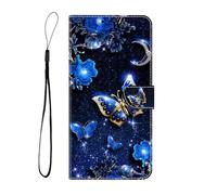 BLOTECH Flip Wallet for Redmi 11A 4G Cover PU Leather and Silicone Case with View Window and Card Slots Flip Wallet Design Magnetic Closure Cover Case for Redmi 11A 4G,Blue-winged Butterfly