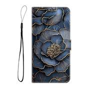 BLOTECH Flip Wallet Phone Case with Stand Cover for Redmi 11A 4G, Made of PU Color Leather and Silicone Wallet Book Flip Folio Cover Pouch Phone Case for Redmi 11A 4G,Golden-edged flowers