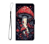 BLOTECH for Redmi A2 Wallet Case,PU Leather Flip Cover with Shockproof Silicone, Stand, and 3 Card Slots Magnetic Closure Kickstand Protective Phone Case for Redmi A2,poisonous mushroom