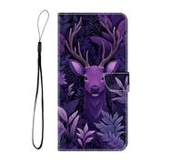 BLOTECH for Samsung Galaxy S26 EDGE PU Leather Flip Phone Case with Bumper Protection, Stand, and Card Slots Wallet Style Case with Kickstand and Magnetic Clasp for Samsung Galaxy S26 EDGE,Purple Elk