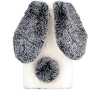 BLOTECH Girls Furry Case Cute Cover for ZTE Blade A76 Bunny Ear Plush Protective Cover Decorative Washable Plush Case Fluffy Soft Rabbit Phone covers Black White
