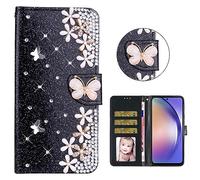 BLOTECH Glitter Wallet Case for Nokia G42 5G/G310 5G/G60 5G Black Glitter Luxury Magnetic Bling Glitter PU Leather Flip Case Wallet Diamond Case Soft Inner Protective Bumper Back Cover Bling Wallet