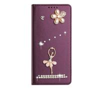 BLOTECH PU Leather Case for ZTE Blade A76 4G with 3D Diamond Ballet Dancer Bling Wallet Luxury Flip Case Card Slot Stand Wallet Cover for women Girls Glitter for ZTE Blade A76 4G - Wine red