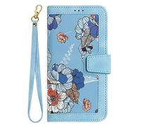 BLOTECH Shine Bright Chic Case for Samsung Galaxy S22 Handbag Phone Sleeve with Glittery Flowers Wrist Strap/Card Holder/Stand Floral Phone Wallet Phone Cover PU Leather Case for Samsung Galaxy S22