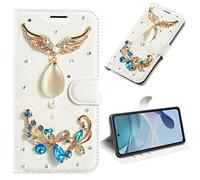 BLOTECH Shiny Rhinestone Case compatible with NOKIA HMD Pulse Pro Girls Fashion Luxury Bling Bling Diamond Rhinestone Gemstone 3D Wings of Angels Gemstone Women Girls Luxury Shockproof Case