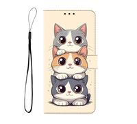 BLOTECH Shockproof Silicone Bumper and Pattern Leather Flip Wallet for Redmi A2 PLUS Phone Case Book Flip Folio Stand View Magnetic Multi-Pattern Cover for Redmi A2 PLUS,Three little kittens
