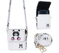 BLOTECH Small Crossbody Bag Storage Backpack for Women PU Leather Mini Shoulder Bag Wallet Case with Necklace Lanyard for for Flip and Razr Smartphones for Samsung Galaxy Z Flip 6 Panda