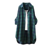 Blouses For Women - 2024 Plaid Shirt Women's Fashionable Age Reducing Mid Length Loose Versatile Top