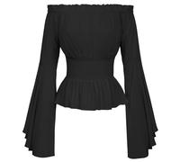 Blouses for Women Off The Shoulder Renaissance Tops Medieval Pirate Shirt Gothic Smocked Boho Short Sleeve