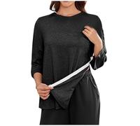Blouses for Women UK 3/4 Sleeve Summer Ladies T-Shirts Adaptive Tear Away Side Snap Chemo Port Tops Women Casual Loose Post Shoulder Surgery Tunic Tops Soft Basic Shirt Black