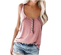 Blouses for Women UK Elegant Longline T Shirts Sleeveless Vest Casual Plain Tops T Shirt Button Summer Tank Tops Shirt Gypsy Peplum Sexy Blouses Yoga V Neck Sexy Top Red