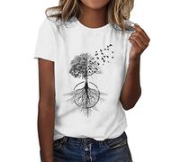 Blouses for Women UK Elegant Women's Classic Version Type Cotton Short Sleeve Crewneck T Shirt Fun Printed Festival Turtle Tees Mesh Tops for Women