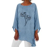 Blouses for Women UK Women T Shirt Pamper Gifts for Women Causal Summer 3 of 4 Sleeve Crew Neck Irregular Hem Top T Shirt Casual Linen Blend Shirts Tee Blouse Prime Reading