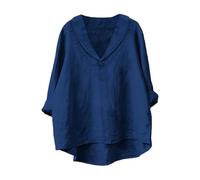 Blouses For Women - Women Casual Blend Shirt Loose Fit Round Neck Pullover Top Elegant Style